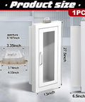 Recessed 10 Pound Fire Extinguisher Cabinet With Alarm, White Steel Wall Mount Safety Box with clear window, dimensions shown