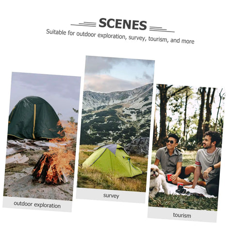 Scenes of outdoor exploration, survey, tourism with camping tents; ideal for 3-Piece Wear-Resistant Survival Box And Tool Case For Outdoor Adventures.