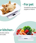 Digital Pet Scale For Small Animals And Kitchen Use weighing kitten and vegetables with ultra-compact design