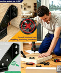 Tough As Nails Black Stainless Steel Corner Braces For Wood Lock Tight L Brackets and Angle Connectors in action, securing furniture.