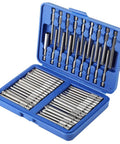 Rock Solid 50 Piece Electric Screwdriver Bit Kit Made From Tough Alloy Steel, Perfect For Drills And Hand Drivers Featuring Slot Cross U Shaped And Hex Bits That Won't Slip Or Break On Your Next Heavy Duty DIY Repair Jobs, blue case open