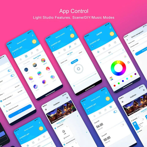 App interface for Two Rolls Of Hundred Feet LED Strip Lights 24V 5050 RGB Color Changing With App Control Music Sync Remote Non Waterproof
