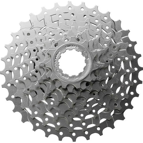 9-Speed Mountain Bike Cassette CS-HG400-9 for E-MTB and trail riding, silver nickel-plated finish, drilled cogs