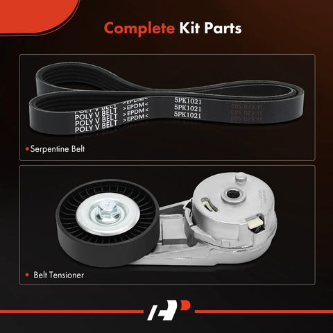 Serpentine Belt Drive Kit With Tensioner For Chevy Pontiac Saturn Cars 2005 2012 Malibu Classic G6 Solstice Aura Sky 2.0L 2.2L 2.4L