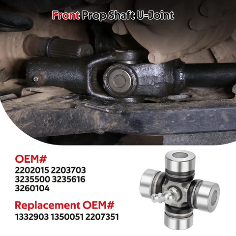 Front Prop Shaft U Joint 2 Pack For RZR Ranger Sportsman General 1000 900 800 700 570 500 displayed with OEM numbers