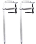 Two bar clamps shown together designed for Heavy Duty 55 Inch Rubber Wood Workbench Built Badass Tough for garage use.