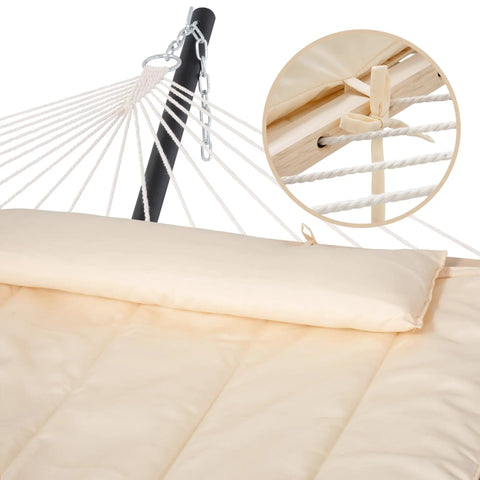 Two Person Outdoor Hammock Replacement Pad For Stand, Quilted Reversible Polyester Pad with head pillow and secure ties.