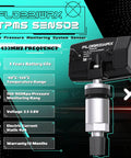 Dead Simple Setup With These Badass Gm Tpms Tire Pressure Sensors Working At 433 Mhz Packed With A Relearn Tool To Keep Your Daily Driver Rolling Smooth, showcasing black tire pressure monitoring sensor with specifications.