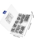 260 Piece M5 Nut Bolt And Washer Assortment Kit with Carbon Steel Spring Lock Washers in open plastic case, showing compartments