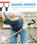 Person using 2 Piece Replacement Shovel Handle With D Shaped Grip For Shovel Head Comfy Ergonomic Grip Durable Easy Install Universal Fit