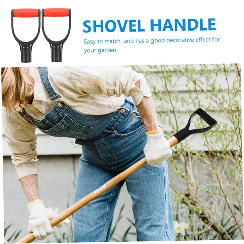 Person using 2 Piece Replacement Shovel Handle With D Shaped Grip For Shovel Head Comfy Ergonomic Grip Durable Easy Install Universal Fit