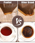 Comparison of coffee brewed with Solid Daily Driver Number Four Cone Coffee Filter Papers vs. other brand, showing clear and clean brews.