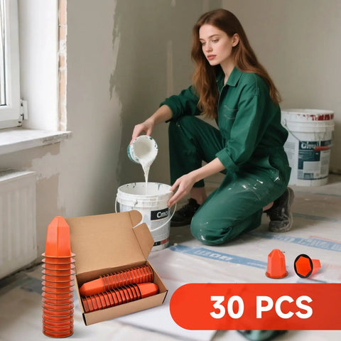 Orange Fire Sprinkler Paint Covers 30 Pack Ceiling Guard Caps Snaps Right On Pro Heavy Grip Renovation Masks Shield Nozzles zero mess.