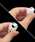 Kyuionty white plastic tubing clamps, adjustable 1/4–1/2 in, pack of 5, held in hand (front view)