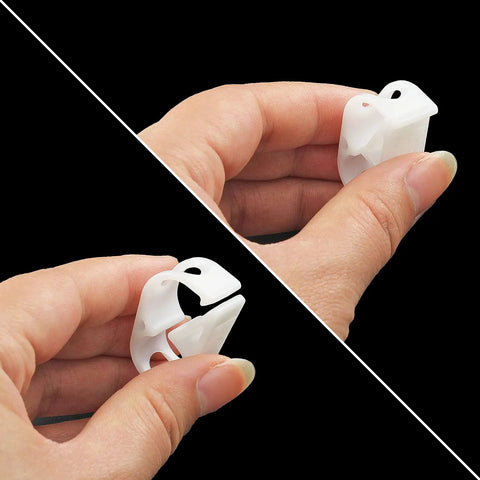 Close-up of Heavy Duty Lab Grade Plastic Tubing Clamps Kit For Easy Flow Control And Pinch Valve Tuning with white adjustable clamp.