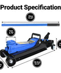 2.5 Ton Hydraulic Floor Jack With Low Profile For Sedans And SUVs 3.4 Inch To 15.2 Inch Lift Range Alloy Steel Build