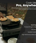 Cooking pancakes outdoors on Butane Camp Stove With Flat Top Griddle Included Portable Piezo Ignition Diecast Aluminum Nonstick Coating Tent Camping Stove For Outdoor Cooking And Kitchen Powerful Burners For Grilling Boiling.