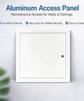 Heavy Duty Locking Aluminum Access Panel For Drywall Ceilings And Interior Walls Featuring Bulletproof Key Guard, white wall panel with key lock.