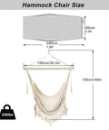 Cozy Cotton Rope Hammock Chair With 330Lb Weight Capacity, Large Indoor Outdoor Hanging Swing dimensions illustration.