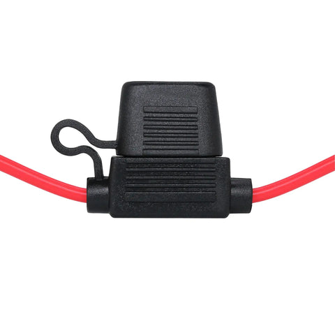 Front view of Waterproof Inline Fuse Holder Kit 6 Pack for Standard ATO ATC Medium Blade Fuses, 14 AWG Wire 10 Inch Leads