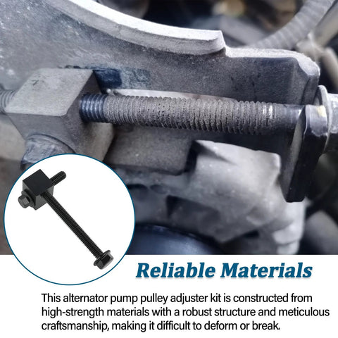 Alternator Pump Pulley Adjuster Kit DIY Friendly With Retainer Bolts And Nuts For Hyundai Elantra 2001 To 2006 Accent 2000 To 2002 And 2006 To 2007 Tiburon 2003 To 2008 Kia Spectra Rio Rio5 2004 To 2007 Replaces 37463 33000 37462 22000 37471 24000 installed on engine.