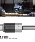 Overload Protected Collet Chuck Tapping Tool With Straight Shank And Telescopic Buffer For CNC Lathe, shown in operation