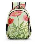 Red Pink Poppy Watercolor Printed Backpack For Unisex Everyday Carry Ready Large Capacity Carryall Bag Durable Polyester