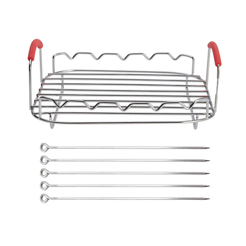 Vortex Air Fryer Accessory Set 6 Qt and 10 Qt Skewer Rack with 5 Skewers, Multicolor Silicone Grilling Tools