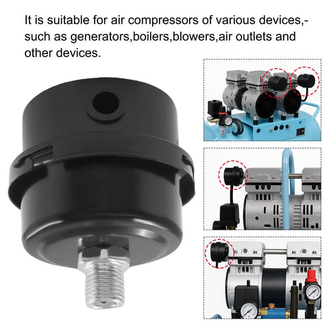 Air Compressor Silencer Two Pack One Quarter Inch Thread Intake Filter Silencer with 12.5mm Metal Sound Muffler for generators