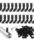 Ultra Tough 20 Piece L Joint Corner Brackets Made From Durable Zinc Alloy Extrusion Connectors with screws and wrench for 3030 setup.