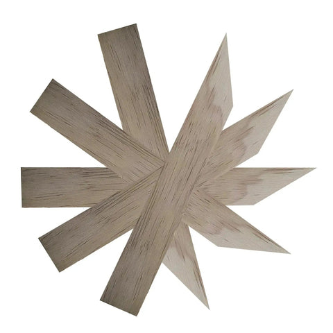Artistic wooden pieces arranged in a star pattern