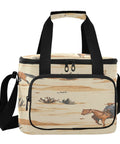 Desert Ride Insulated Lunch Bag For Outdoor Adventures, Leakproof Cooler Tote with horse and cowboy design, front view