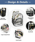 Clear PVC Camping Backpack For Kids See Through Daypack With Adjustable Padded Straps Waterproof Tear Resistant Outdoor Adventure Bag For Boys And Girls image showing multiple compartments and pockets