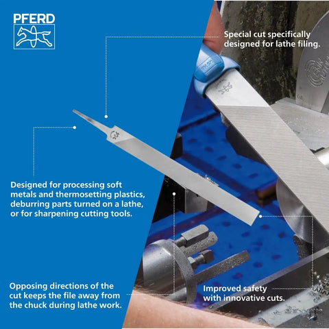 Pro Grade Lathe Angle Machinist File 10 Inch Smooth Cut Rectangular Hand File With Two Safe Edges in use on lathe machine