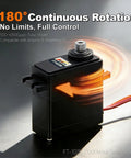 Dope Precision Digital Rc Servo Serving Ten Point Five K Of Raw Torque With Heavy Duty Steel Gears Making It A Rad Upgrade For Slick Trx4M ScX24 10th Scale Crawlers Robots Boats And Planes Any Day, showing 180° rotation and compatibility.