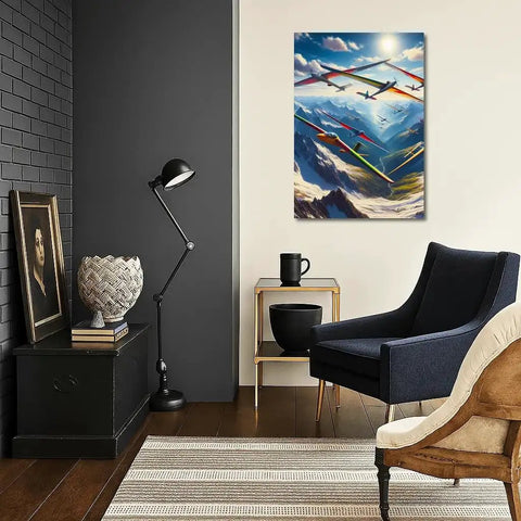 Soaring Gliders Over Majestic Mountain Landscape Wall Art For Living Room And Bedroom Epic Vibe Premium Poster Or Ready To Hang Canvas Framed Print With Versatile Home Decor That Captures Serene Skies And Wide Open Peaks