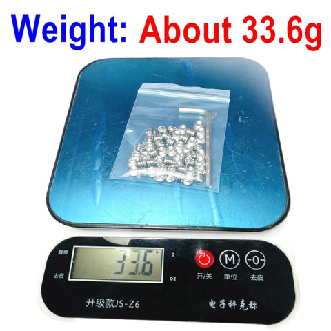 50 Piece Set Screws One Quarter Twenty By Three Sixteenths Inch 304 Stainless Steel Allen Head Hex Socket Grub Screws On Scale