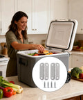 Woman with cooler, featuring 4 Pack Stainless Steel Cooler Hinge Replacement Parts With Screws, Heavy Duty Hinges For Igloo Style Ice Chests
