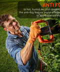 Heavy Duty Wraparound Safety Glasses Featuring Anti Fog Lens And Ansi Z87.1 Certification Tough Work Eye Protection in use while trimming hedges.