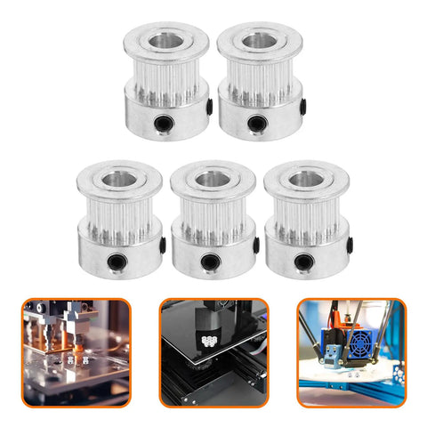 Upgrade Your Rig With This Slick 5-Piece GT2 Timing Belt Pulley Kit For 3D Printers Featuring Durable Aluminum Alloy Construction That Delivers Epic Transmission Stability And Smooth Performance For All Your Wild DIY Projects And Custom Builds. 5 aluminum GT2 pulleys, 14mm x 6mm, for 3D printer belt drive replacement