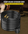 Heavy Duty 50 Foot Welder Extension Cord 40 Amp 250 Volt 10 Gauge NEMA 6 50 Three Prong Welding Power Cord coiled on floor
