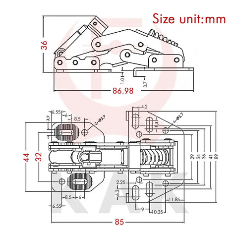 Technical diagram of soft closing hydraulic cabinet hinges for kitchen and RV doors quiet damper buffer.