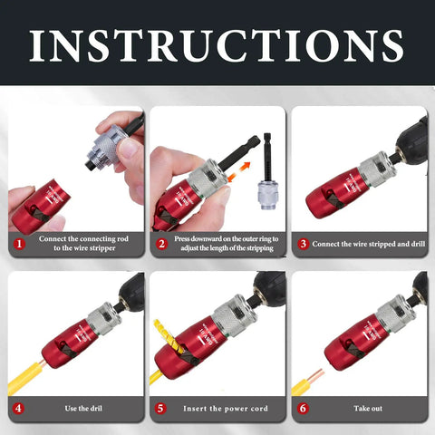 Instructions for using the Straight Up Awg14 Wire Stripper And Twister Tool For Electric Drill Adjustable US Cable Accessory.