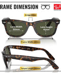 Square Shape Non Polarized Sunglasses With G15 Green Lens For Men And Women Includes Official Eyewear Kit, frame dimensions shown