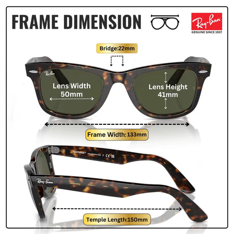 Square Shape Non Polarized Sunglasses With G15 Green Lens For Men And Women Includes Official Eyewear Kit, frame dimensions shown