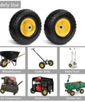 10 Inch Solid Rubber Wheel Replacement With 5/8 Inch Bearings And 2.1 Inch Offset Hub For Hand Trucks, Garden Carts, and Wagons