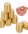 8pc Brass Furniture Legs For Wooden Trays And Boxes, Cone Shaped Metal Feet with golden finish in hand and stack view