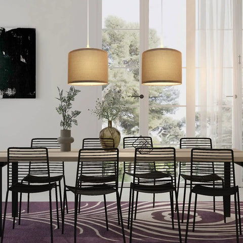 Plug In Pendant Light With 15 Ft Cord And Easy On Off Switch Gray Fabric Shade Hanging Light Fixture No Hardwiring Needed