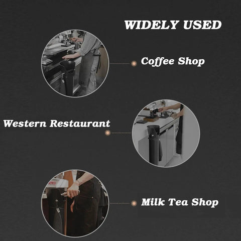 Heavy Duty Commercial Coffee Knock Box Featuring Hella Solid 6 Point 8 Liter ABS Grounds Disposal Bin used in coffee shop setup