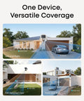 House with Two Camera Solar 4K Wireless Outdoor Security Kit With 360 Degree Coverage And Cross Cam Tracking, monitoring areas.